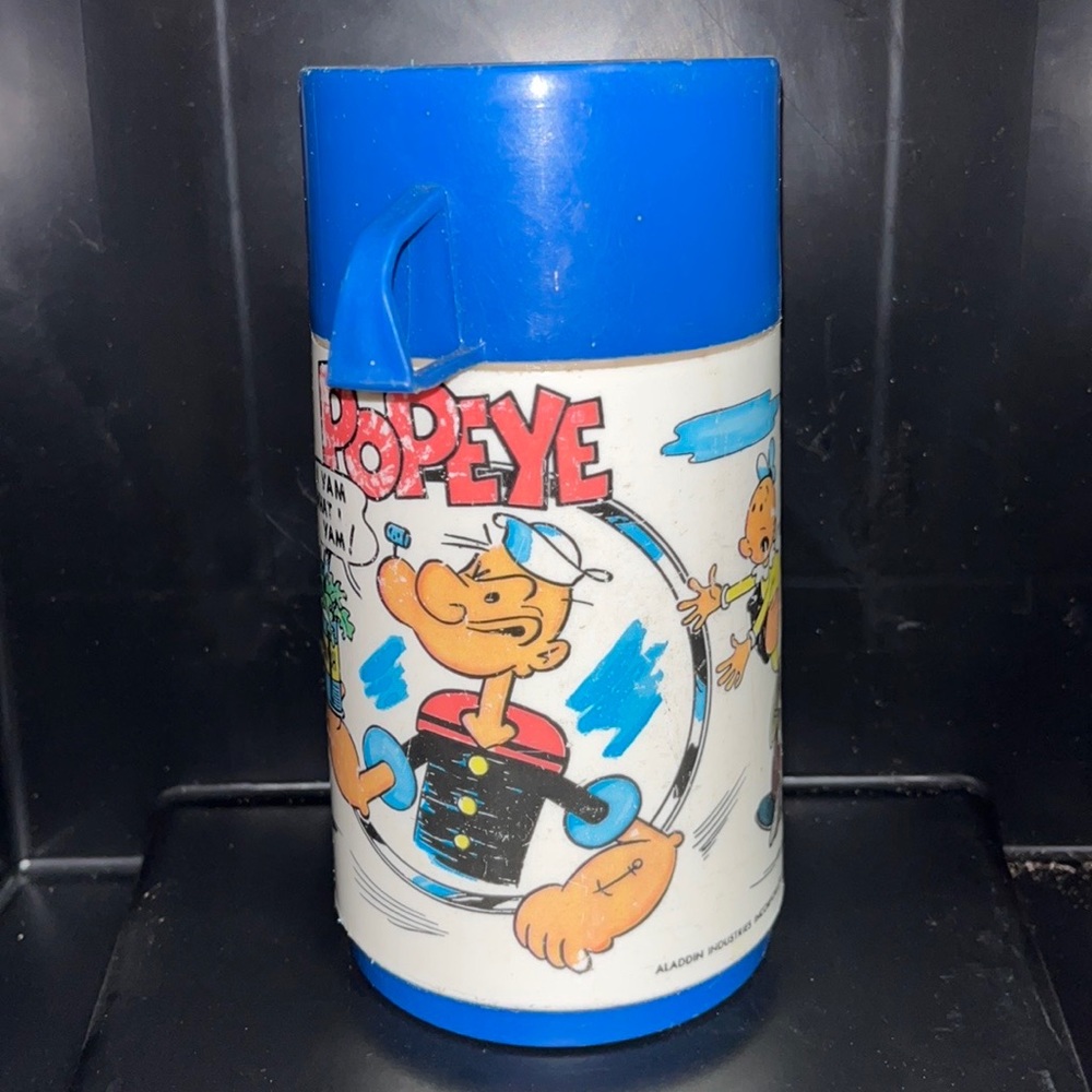 1980 Popeye Aladdin thermos in the color blue